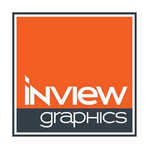 In View Graphics logo, an orange square on white