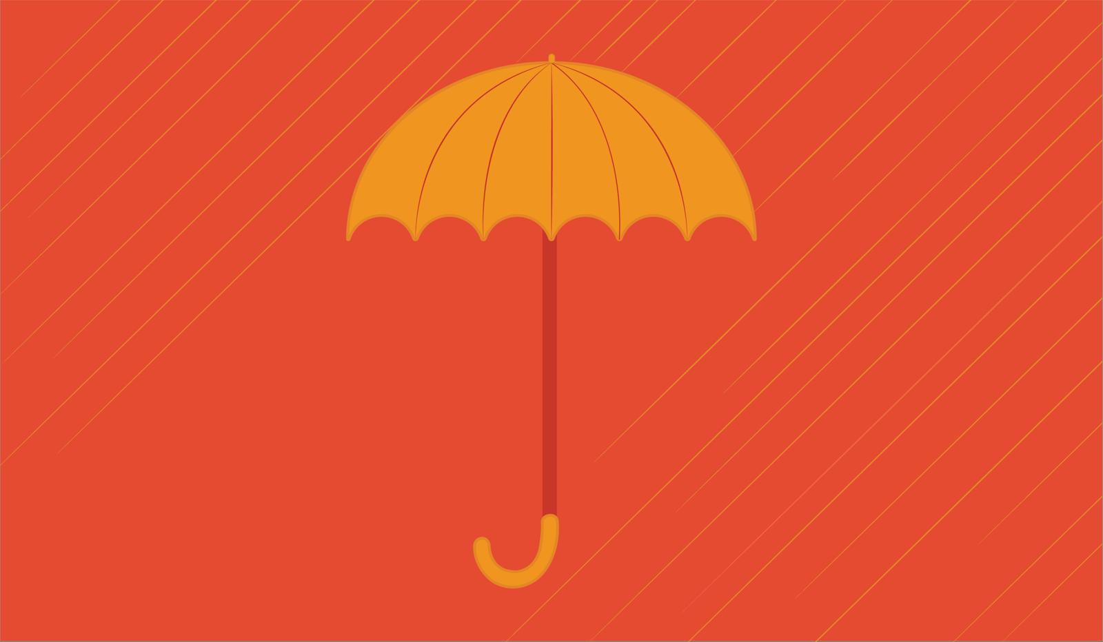 Orange umbrella illustration on a red striped background