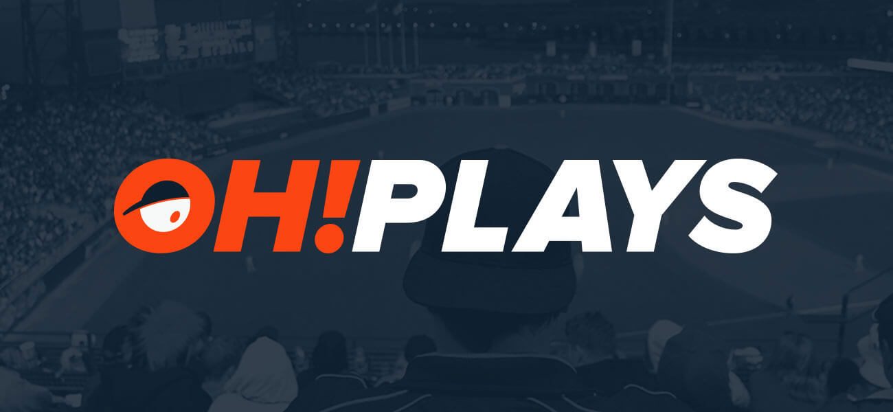 OH! Plays logo over a blurred stadium crowd