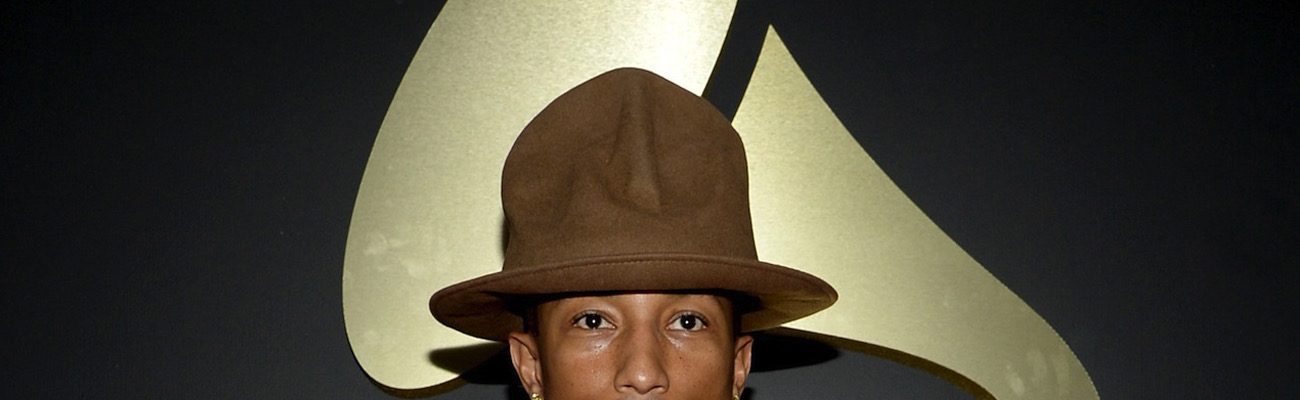 Pharrell Williams in his oversized hat