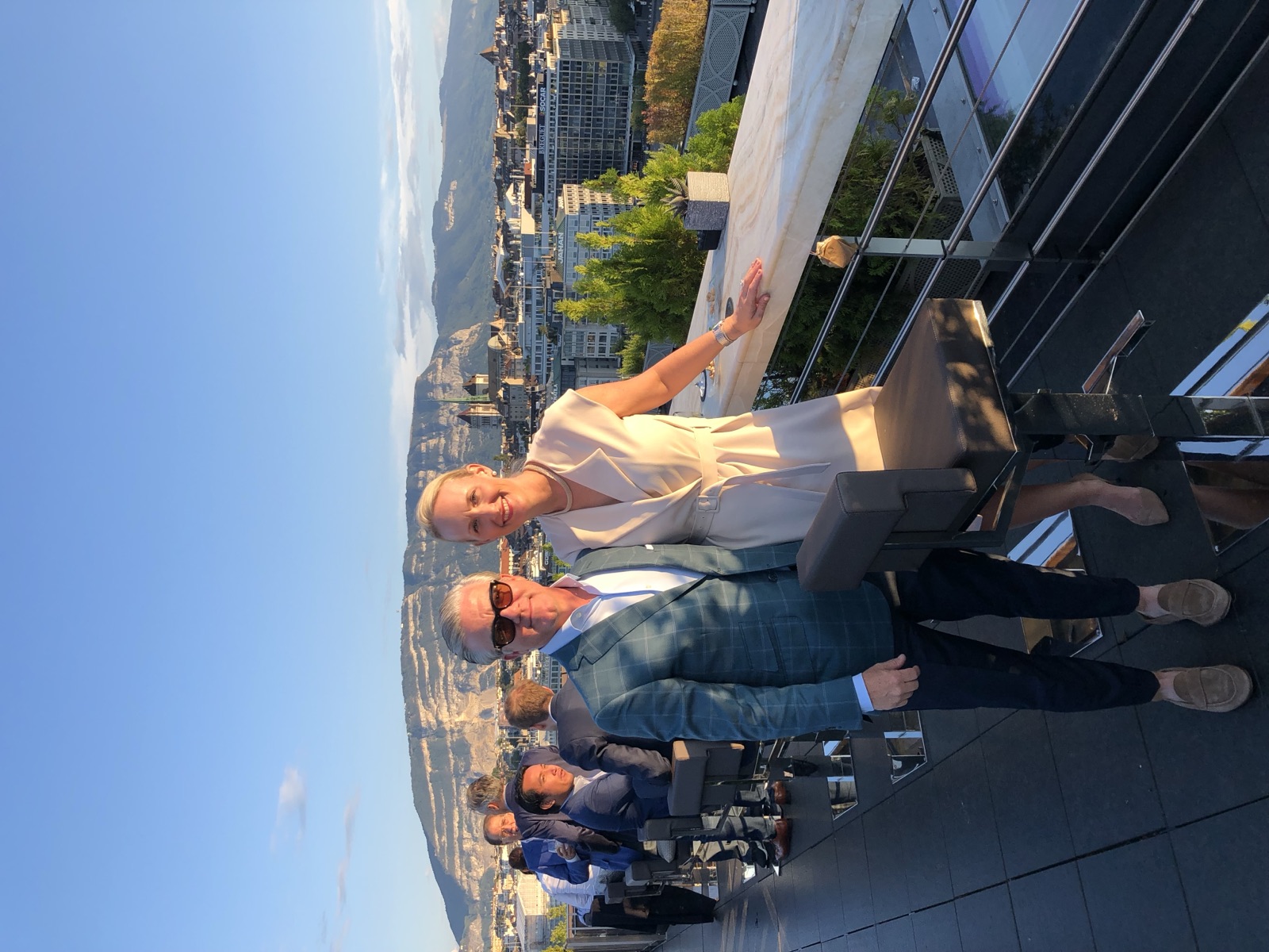Brian and Kim on a rooftop terrace in Geneva