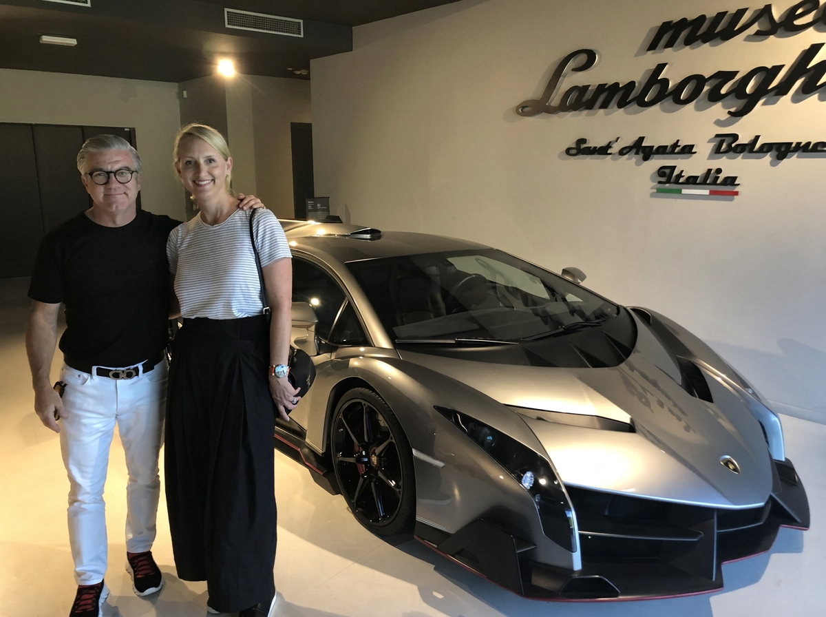 Brian and Kim at the Lamborghini museum in Sant’Agata
