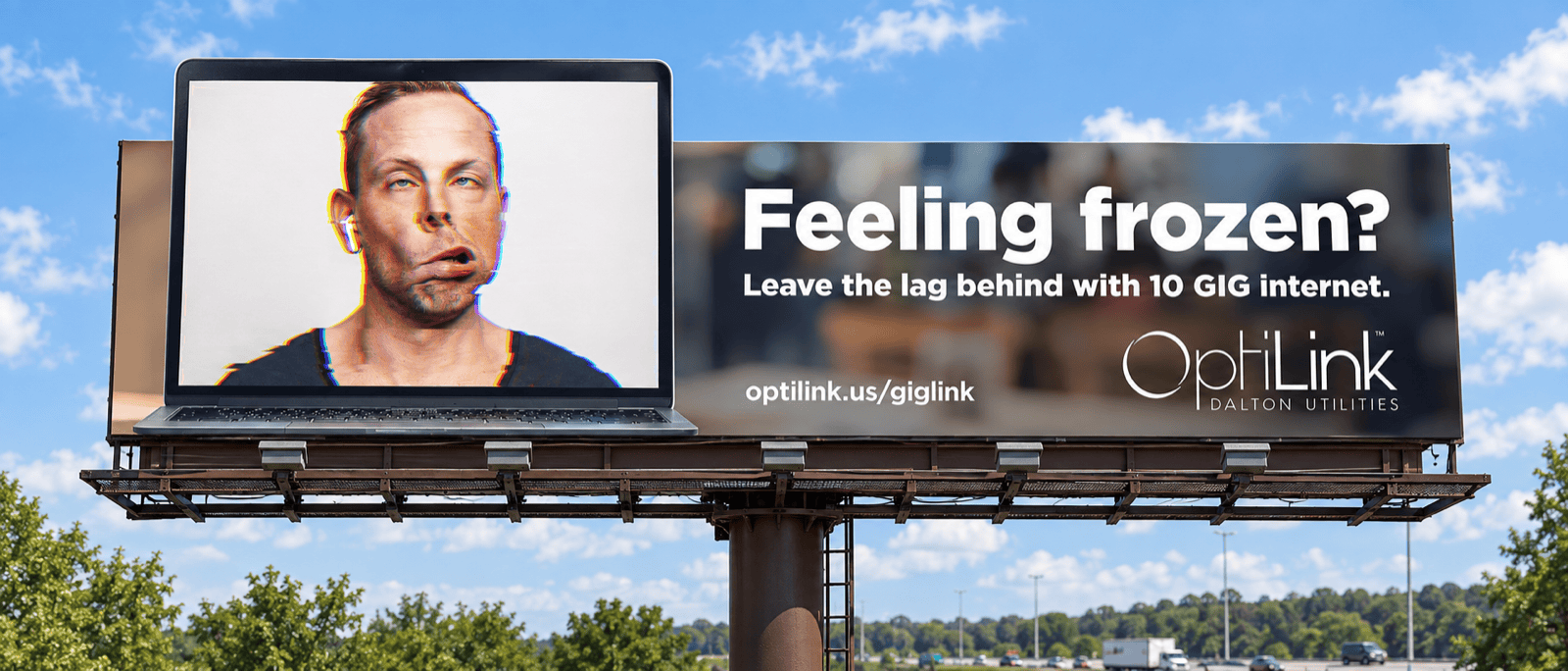 “Feeling frozen?” billboard