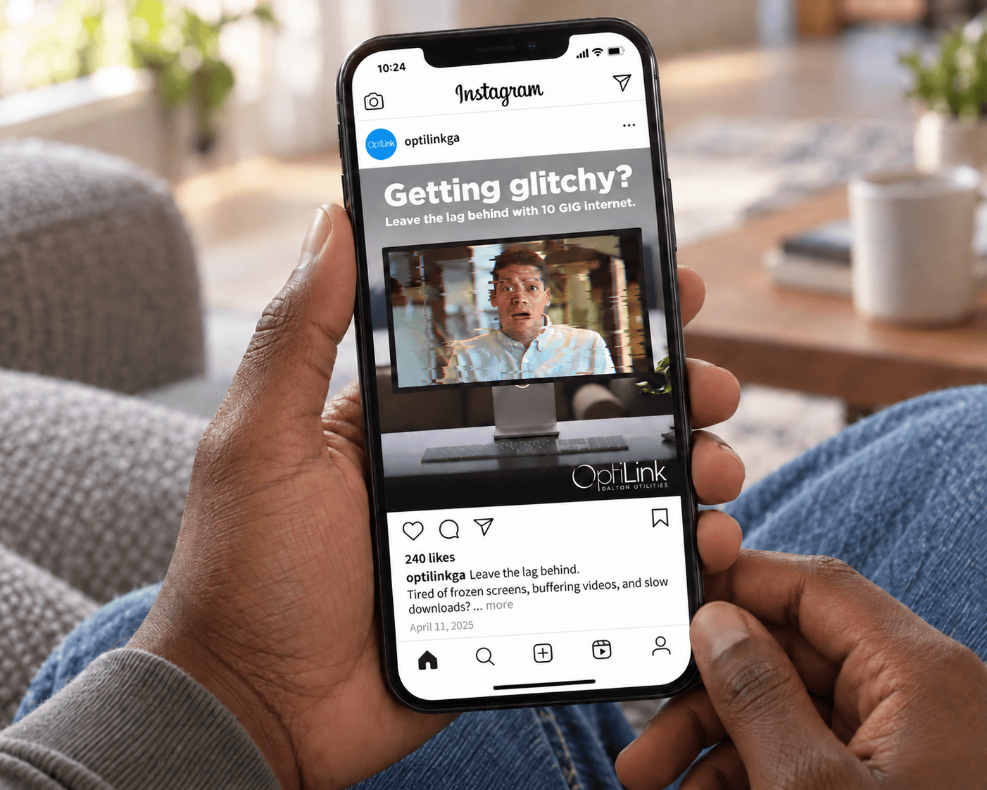 “Getting glitchy?” Instagram post on a phone