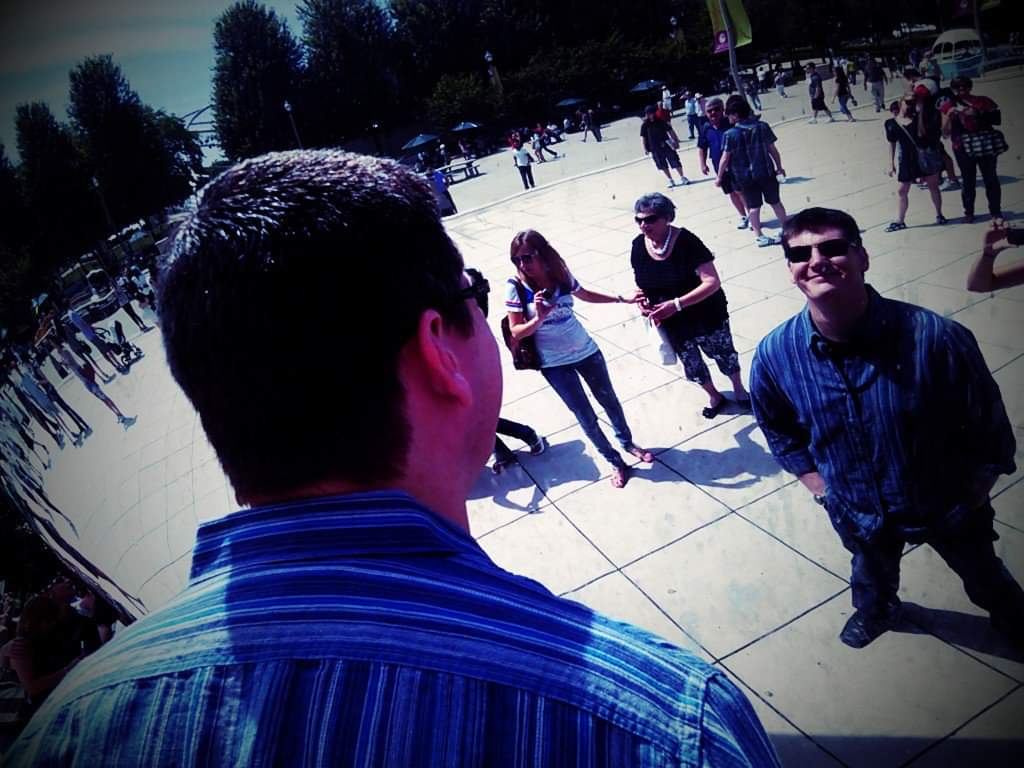 Grant reflected in Cloud Gate in Chicago