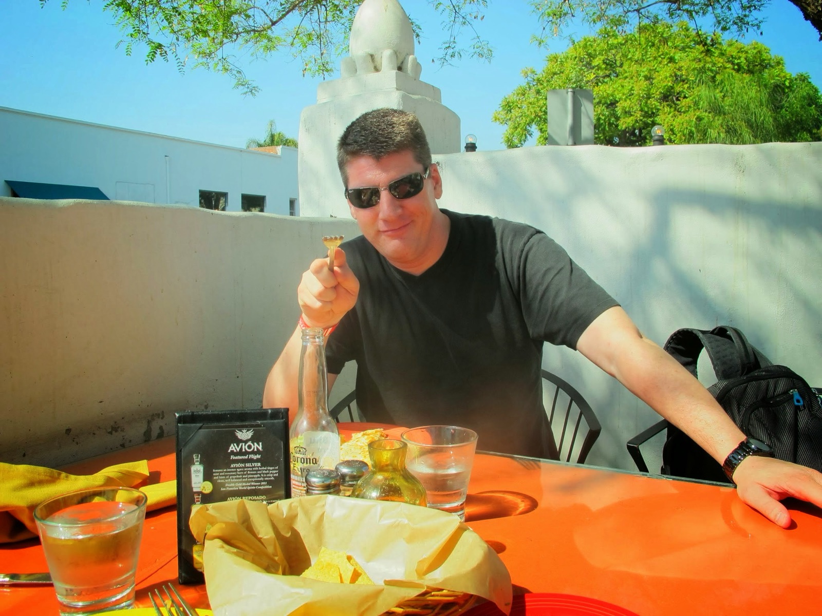 Grant on a sunny patio in California