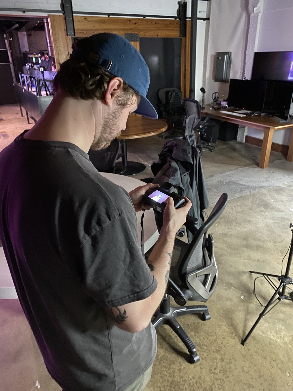 Shooting on set in the studio