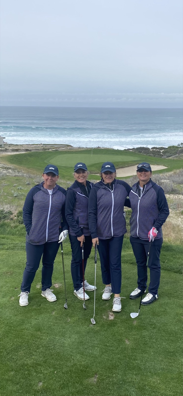 Suzanne and her foursome on a coastal course