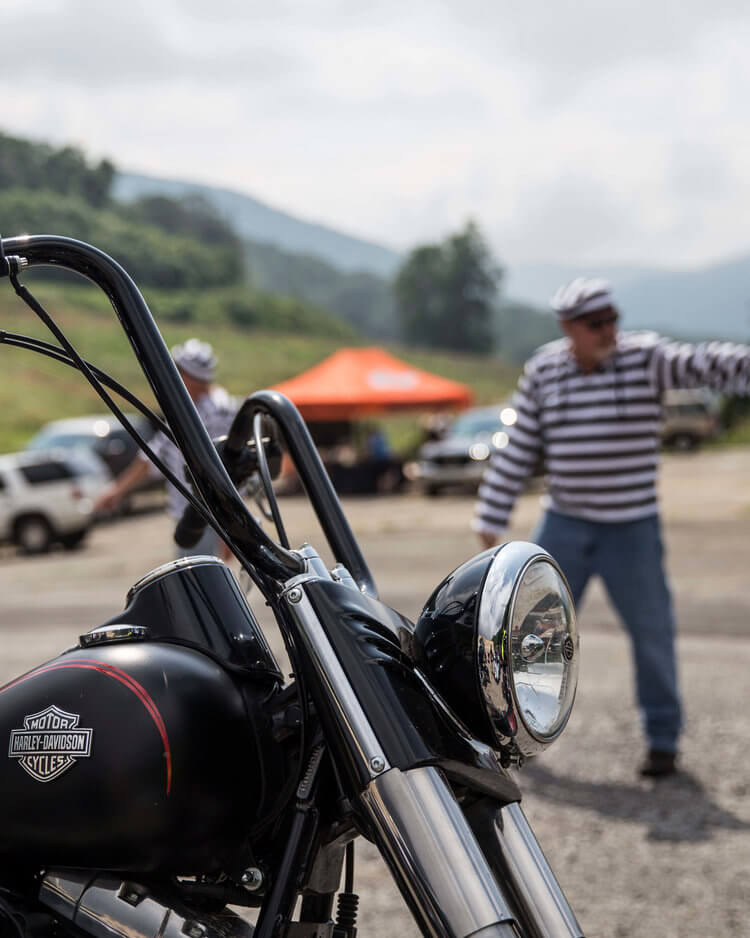 Motorcycles inside the prison walls