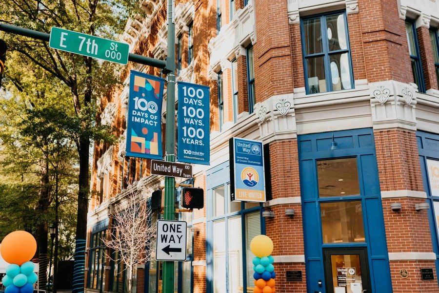 Campaign banners at United Way HQ