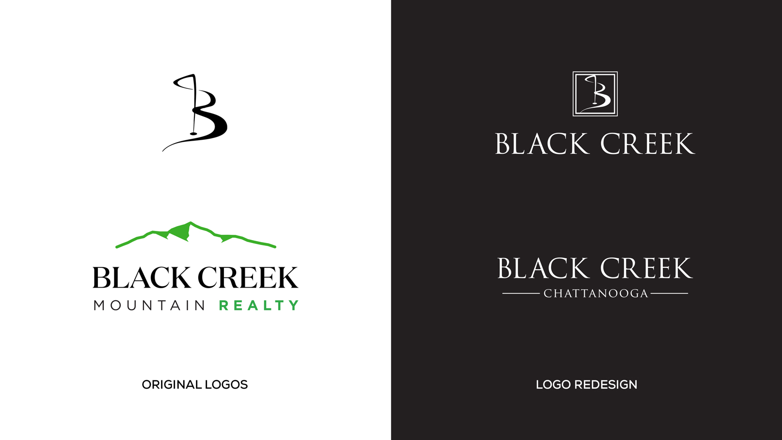 Black Creek logo comparison, before and after